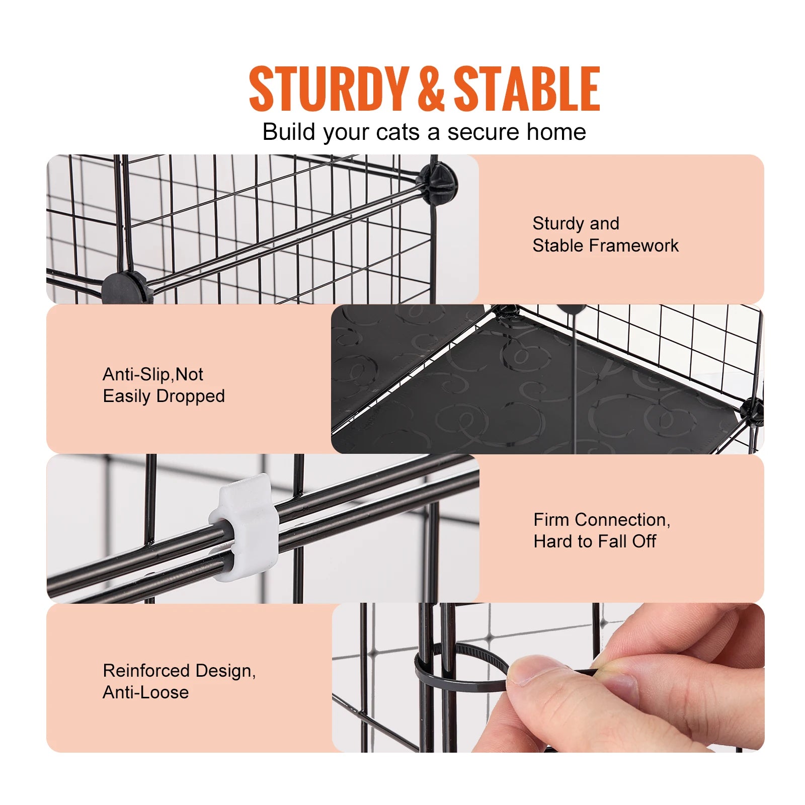 Gaiola grande para gatos SucceBuy, gaiola de metal com separação, jaula de arame com portas frontais, rede para gatos, rampa, escadas, casinha, espaço para exercício para gato