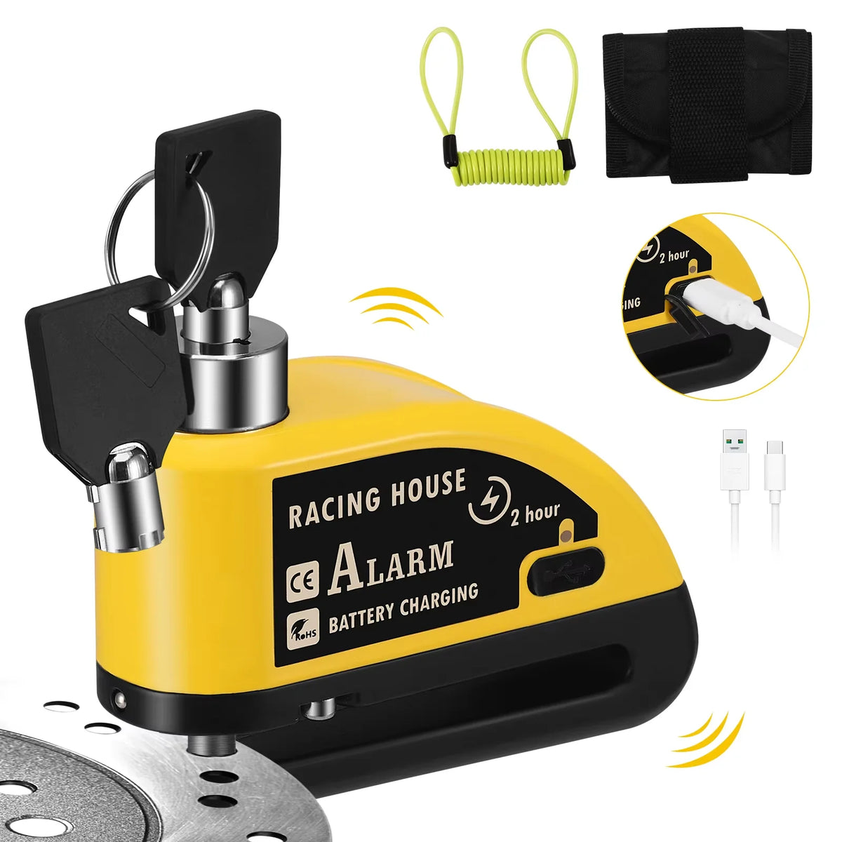 Motorcycle Alarm Disc Brake Lock Security Moto Wheel Disk Padlock Waterproof 110dB Loud Anti Theft Alarma Motorcycle Disc Lock