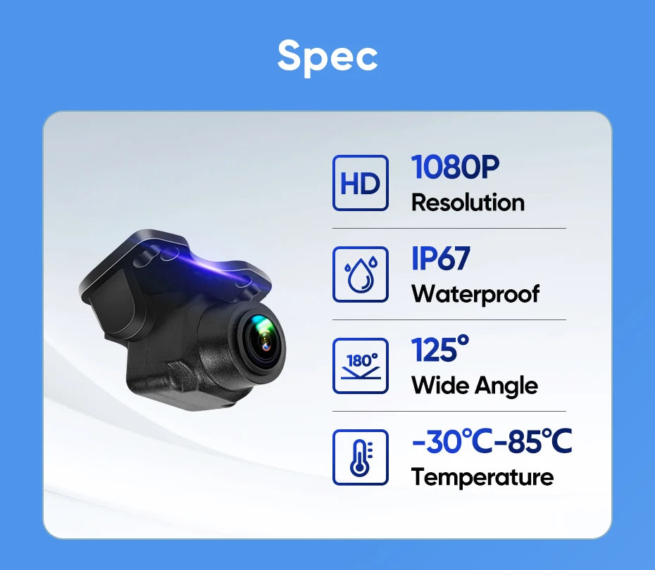 Rearview Backup Camera 1080P Waterproof 125° Wide-Angle