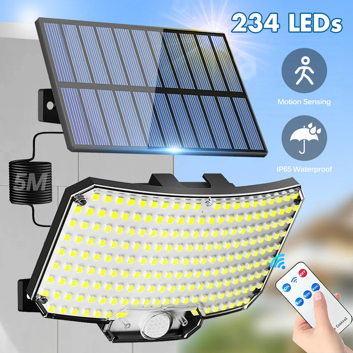 Narzędziowy reflektor solarno-ruchowy z 234 diod LED i pilotem