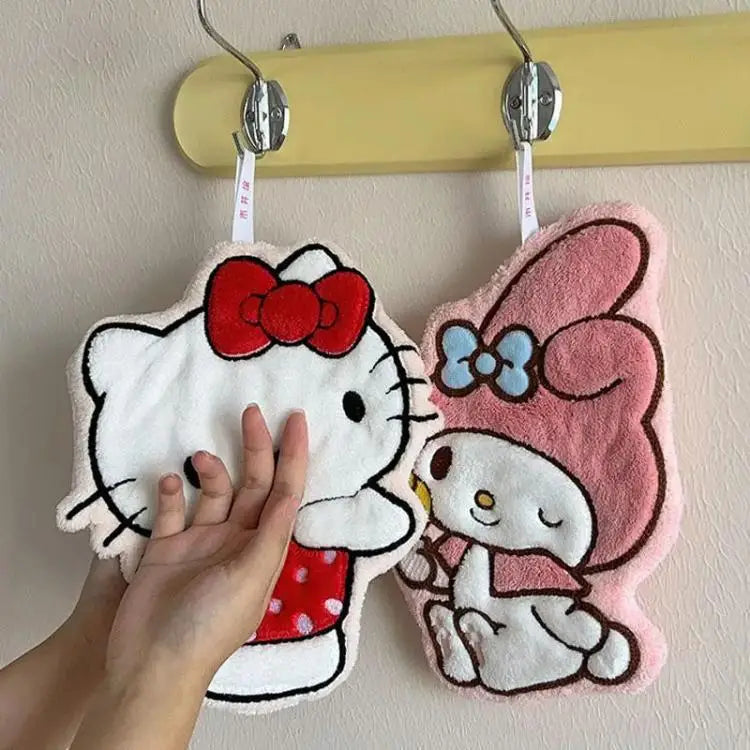 Sanrio Coral Fleece Hand Towel – Hello Kitty, My Melody & Pochacco 🐱
