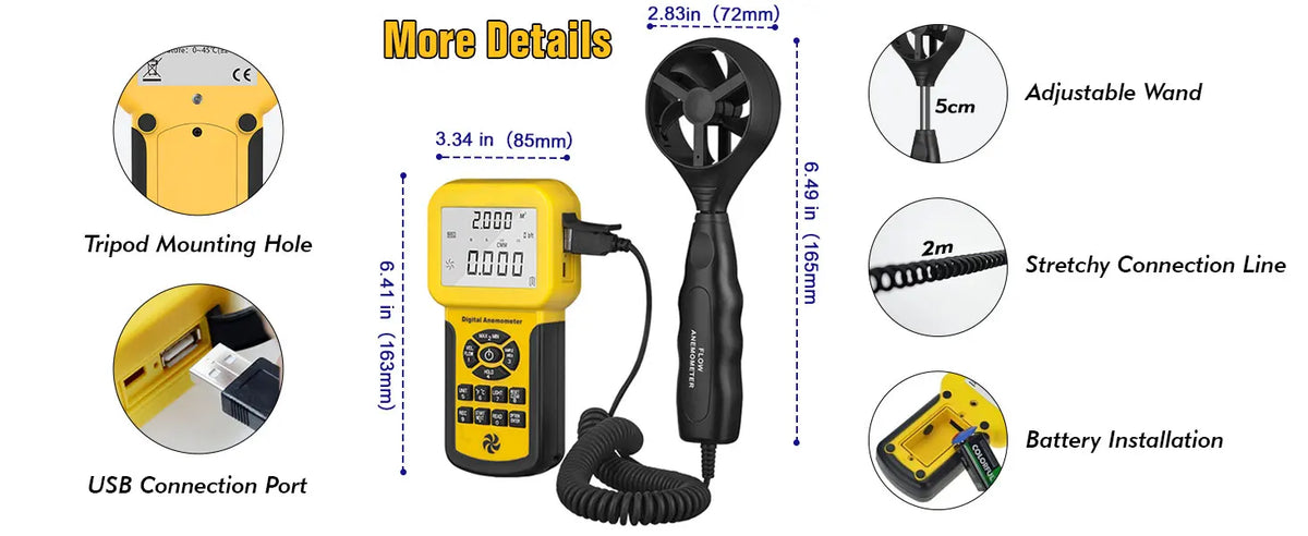Digital Air Velocity and Airflow Meter - Model Options