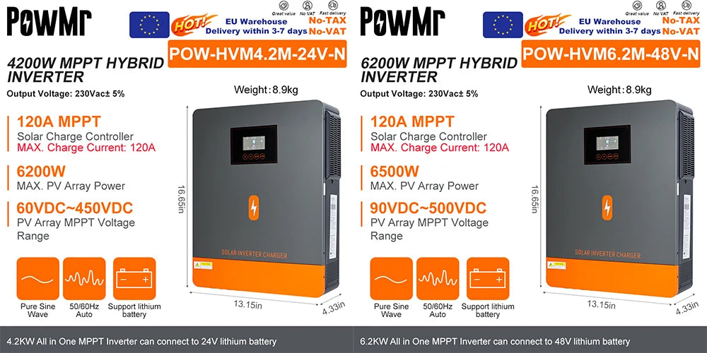 Inverter Solare Ibrido PowMr con Controller MPPT