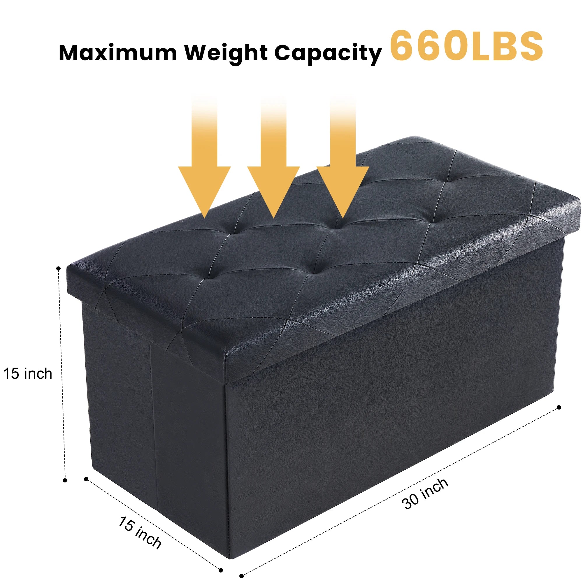 43'' Storage Ottoman Bench with Leather Seat, 660 lb Capacity
