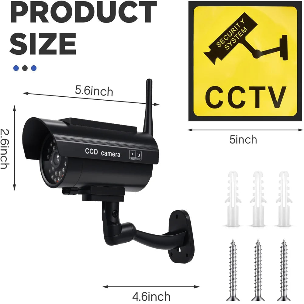 Solar Dummy Camera with Flashing Red LED