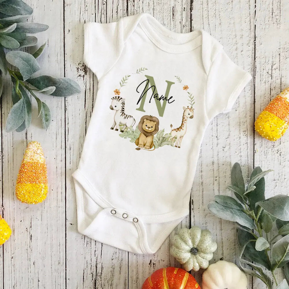 Gepersonaliseerd Safari-initiaal Baby Body