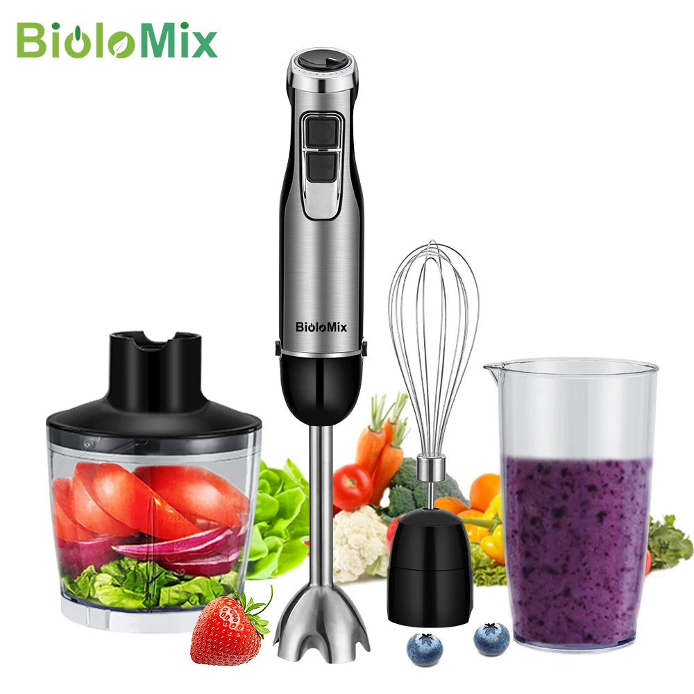 4-in-1 1200W Immersion Hand Blender with Chopper, Whisk and Cup