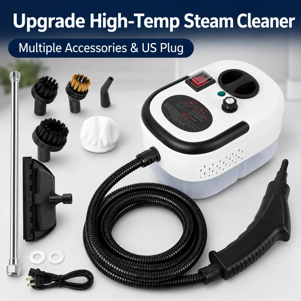 2500W Handheld Steam Cleaner with 1200ml Tank and Accessories