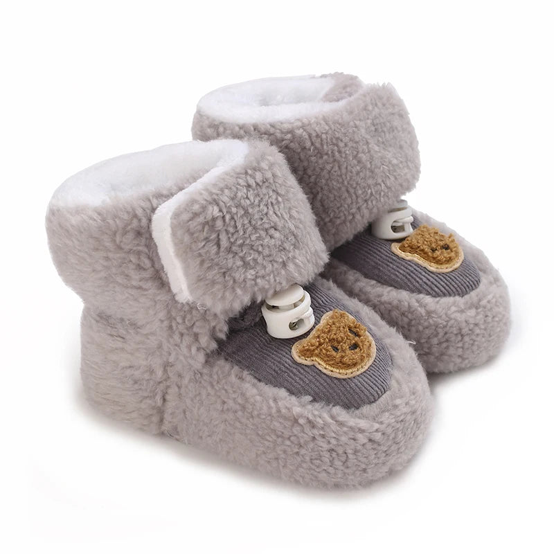 Cute Bear Baby Shoes Soft Plush Winter First Walkers
