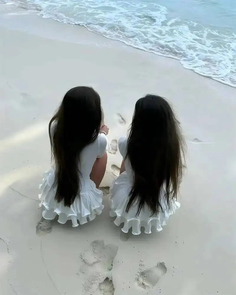 Blifanbo Flare Sleeve Ruffle Sexy V Neck Mini Dress Women Robe Irregular Single-breasted High Waist Slim A-line Club Dress