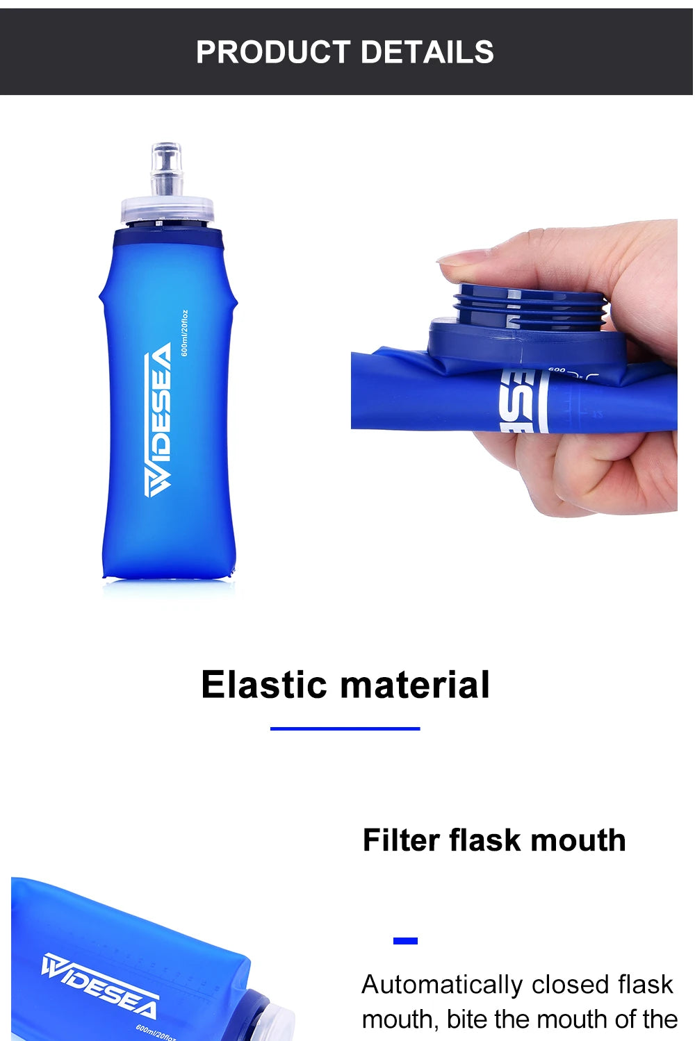 Soft Water Bottle Foldable Flask for Outdoor Sports