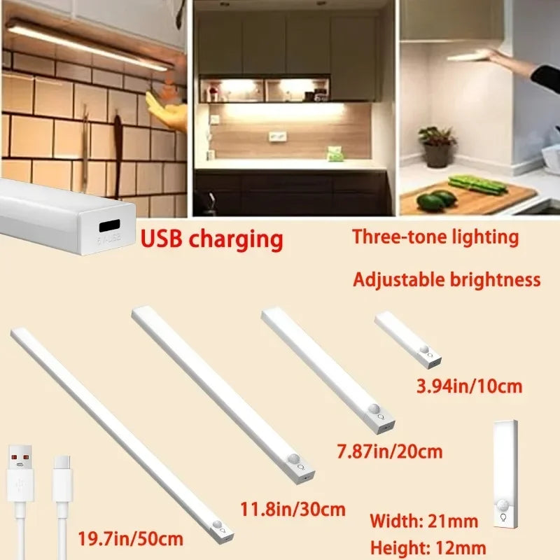 LED Motion Sensor Cabinet Light, Rechargeable Magnetic Strip