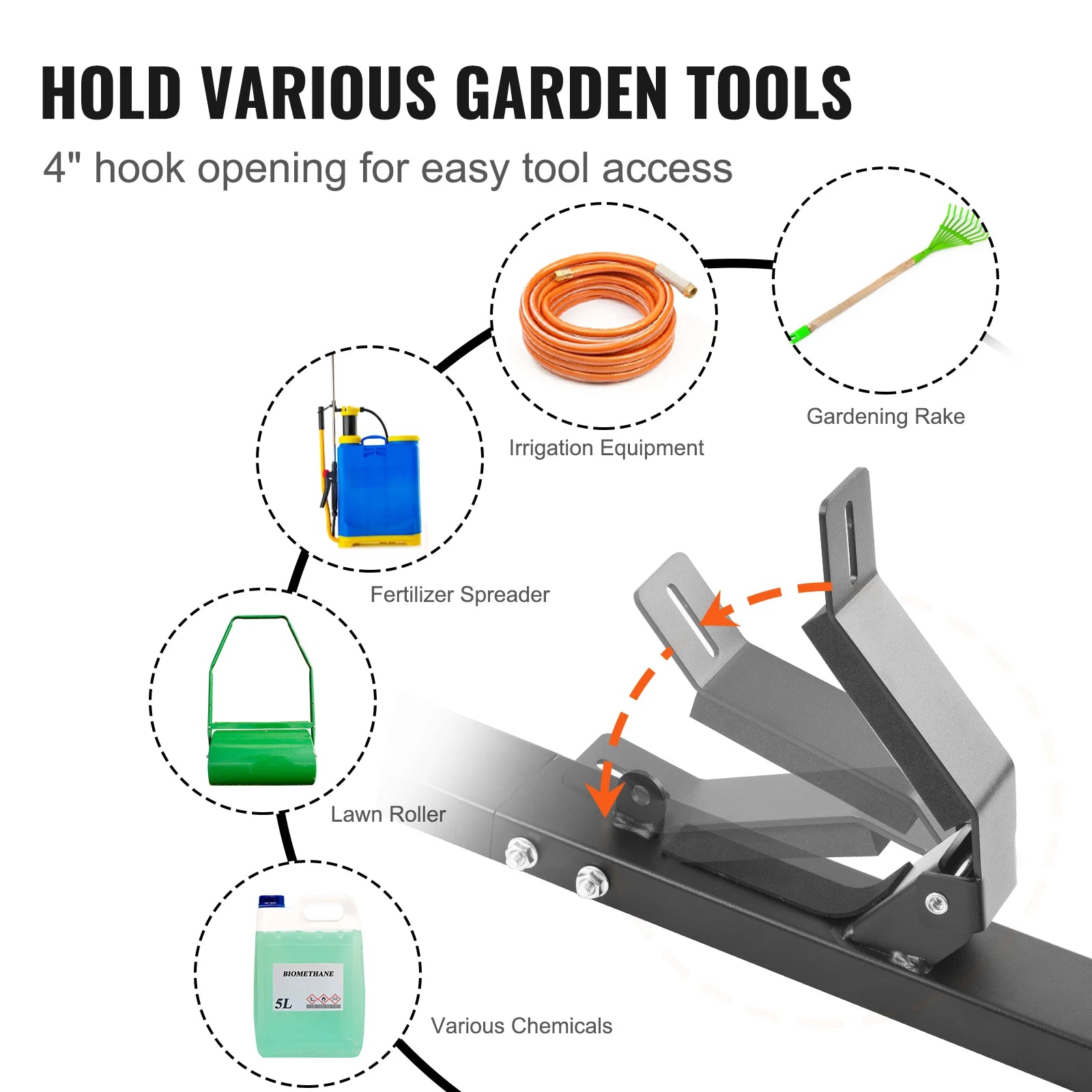 3-Place Weed Trimmer Rack with Lock Wall or Trailer Mount