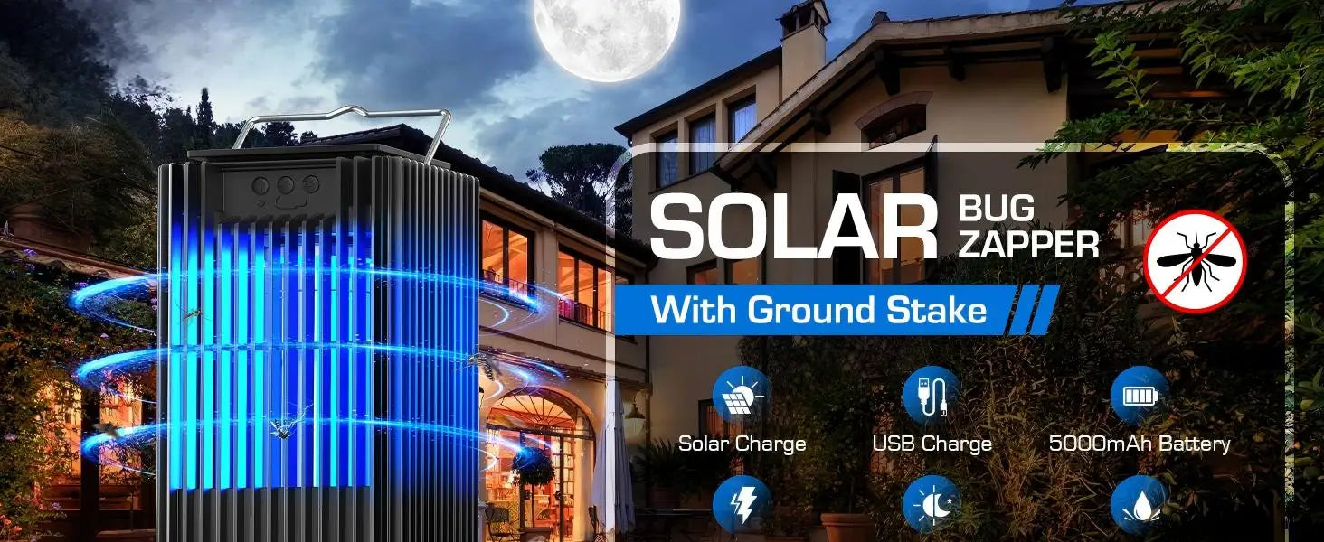 Solar Bug Zapper Outdoor 4200V Mosquito Killer with USB-C Charging