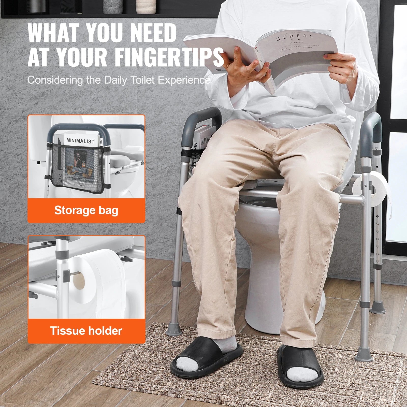 Adjustable Raised Toilet Seat with Padded Cushion & 350lb Support