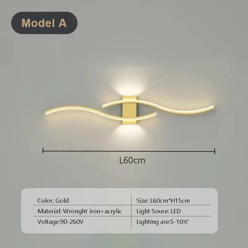 Slank LED-vegglampe, 60 eller 80 cm
