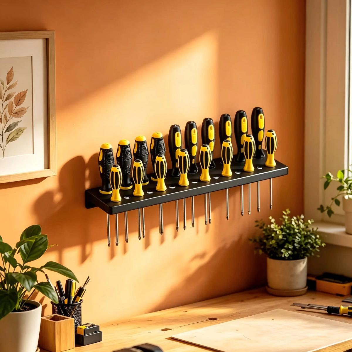 Wall-Mounted Screwdriver Storage Rack