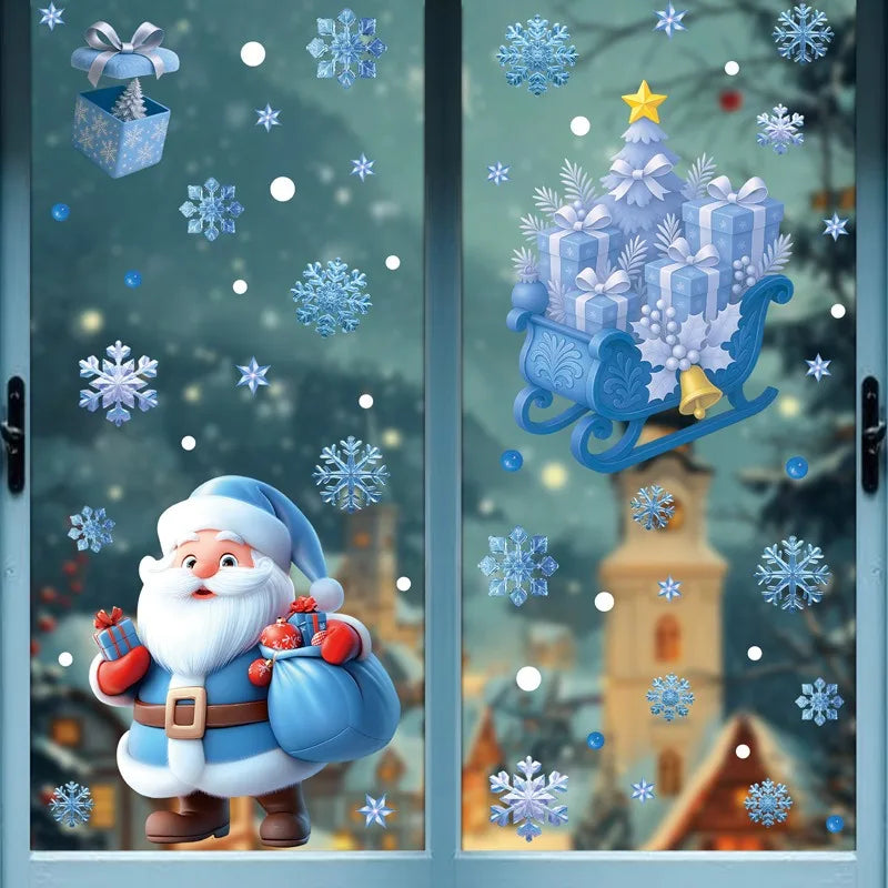 Christmas Window Stickers – Snowman & Santa Decor ❄️