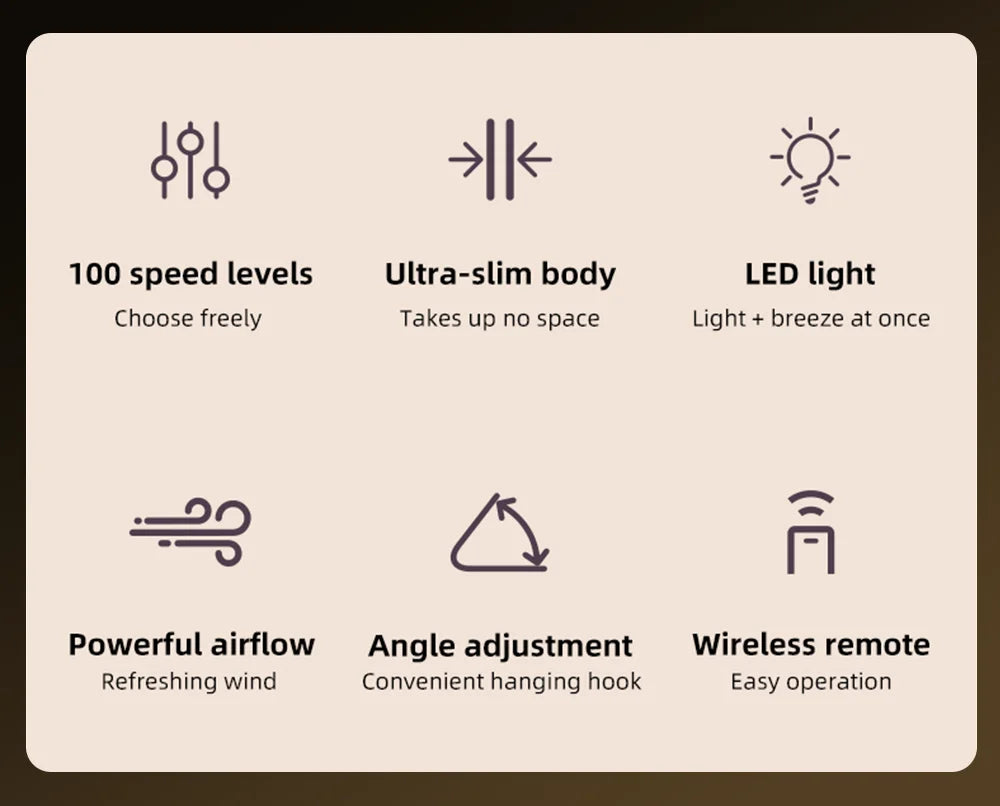 Camping Fan 20000mAh USB Rechargeable Wireless Tent Ceiling Fan Portable Hanging Camping Fan with Night Light and Remote Control