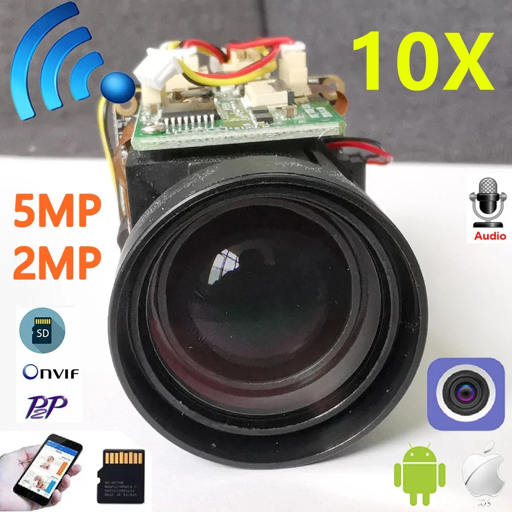 WiFi-IP-PTZ-Kameramodul mit 10x 4,9-47mm Objektiv