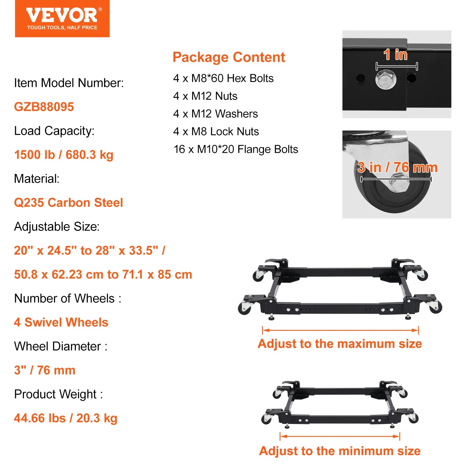 SucceBuy 1500Lbs Washing Machine Stand Movable Refrigerator Mobile Roller Base with Wheels Adjustable Bracket for Home Appliance