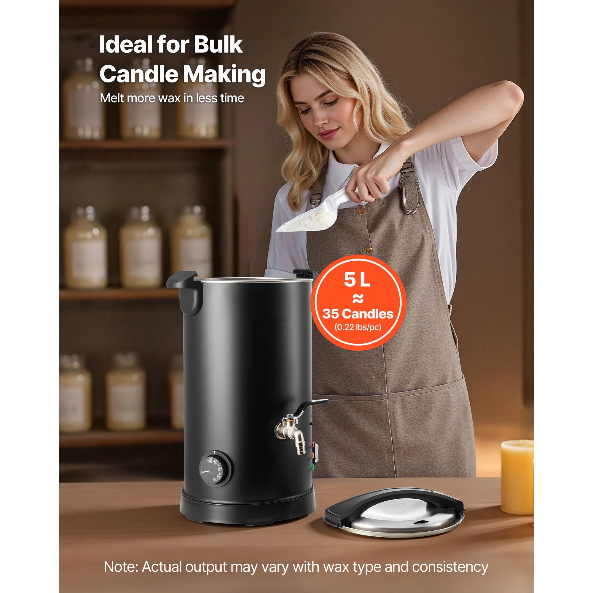 Wax Melter for Candle Making with Fast Heating & Easy Pour Spout