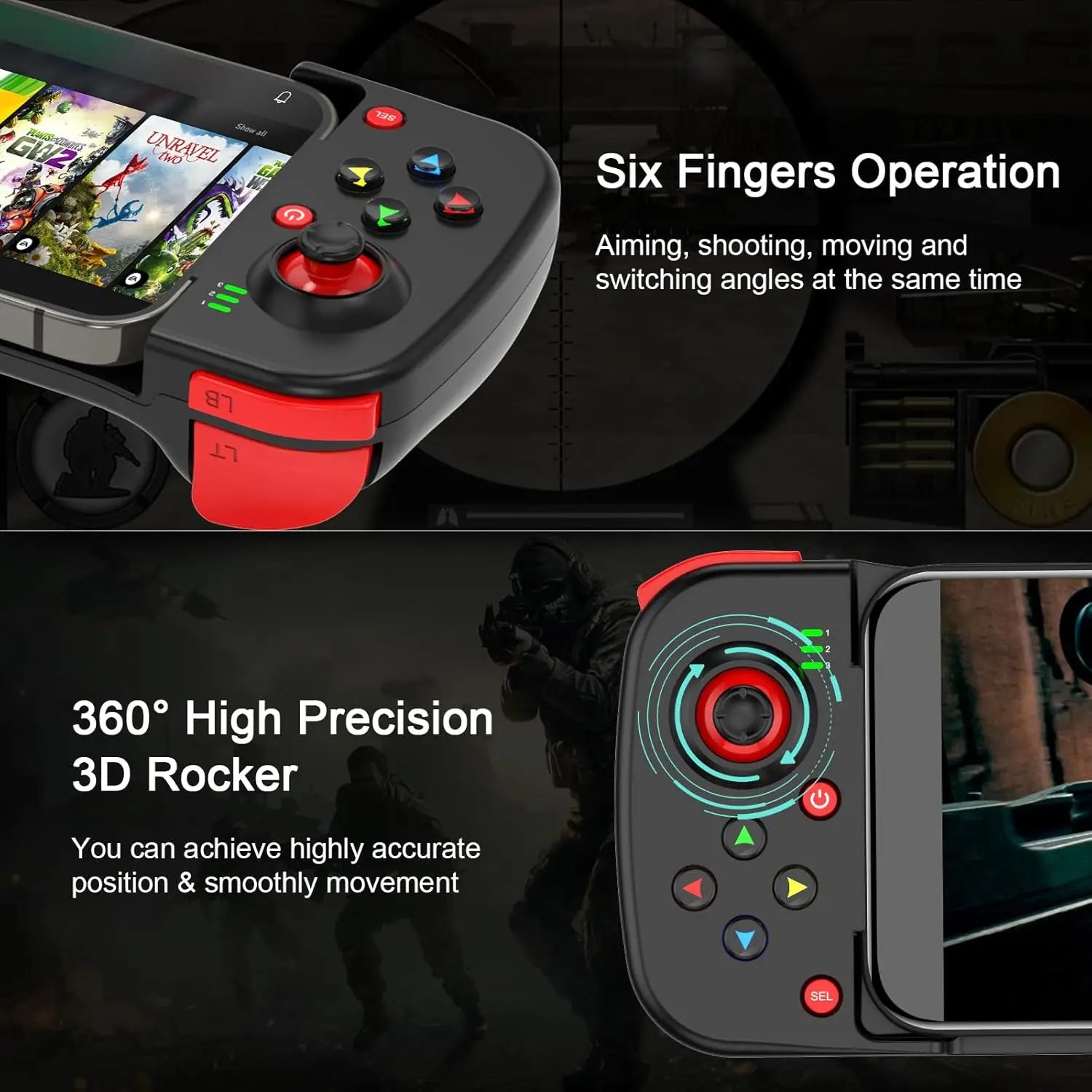 D3 Retractable Wireless Game Controller for Phone, Switch, PS3, PS4, PC
