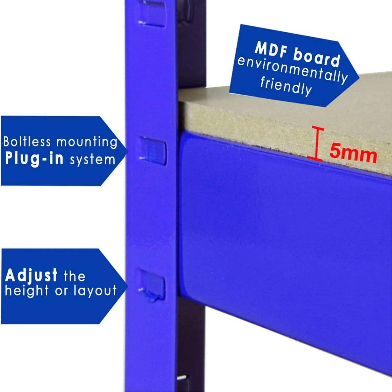Blue Workshop Organizer Shelf – 5‑Tier Multi‑Purpose Storage Rack