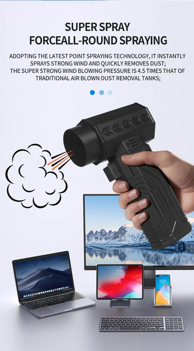 880000RPM Turbo Fan Jet Powerful Air Blower 10000mAh 600g Thrust 70m/s Wind Brushless Duster, vacuum leaf Removal Dryer for car