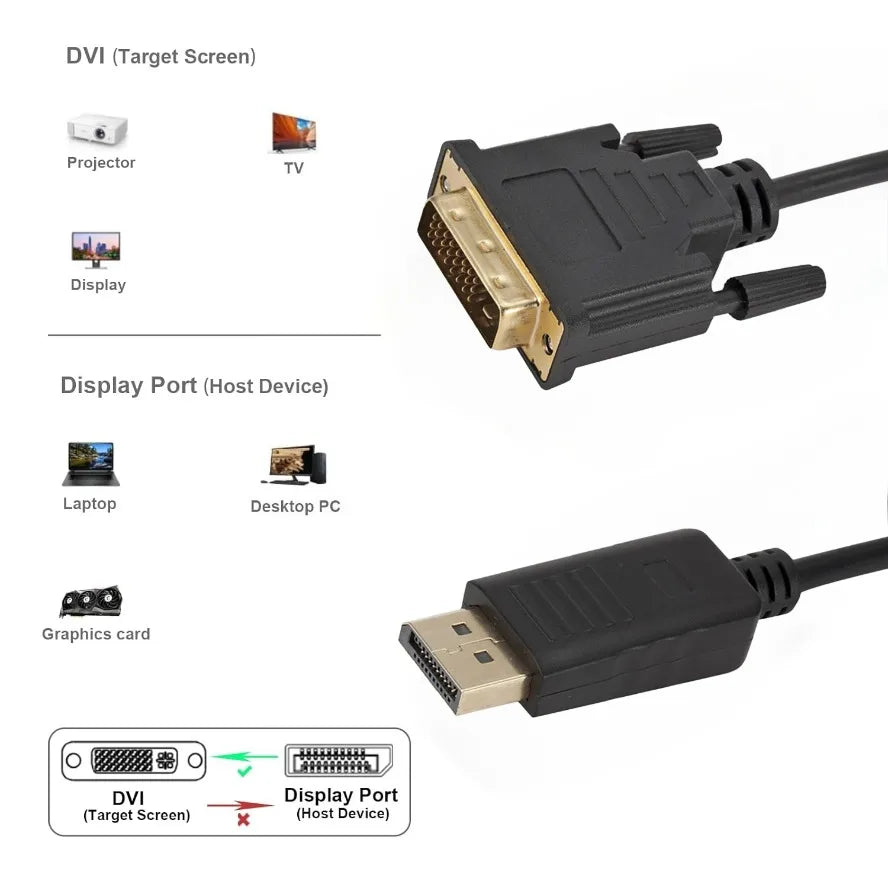 DisplayPort to DVI Cable - 1.8 m