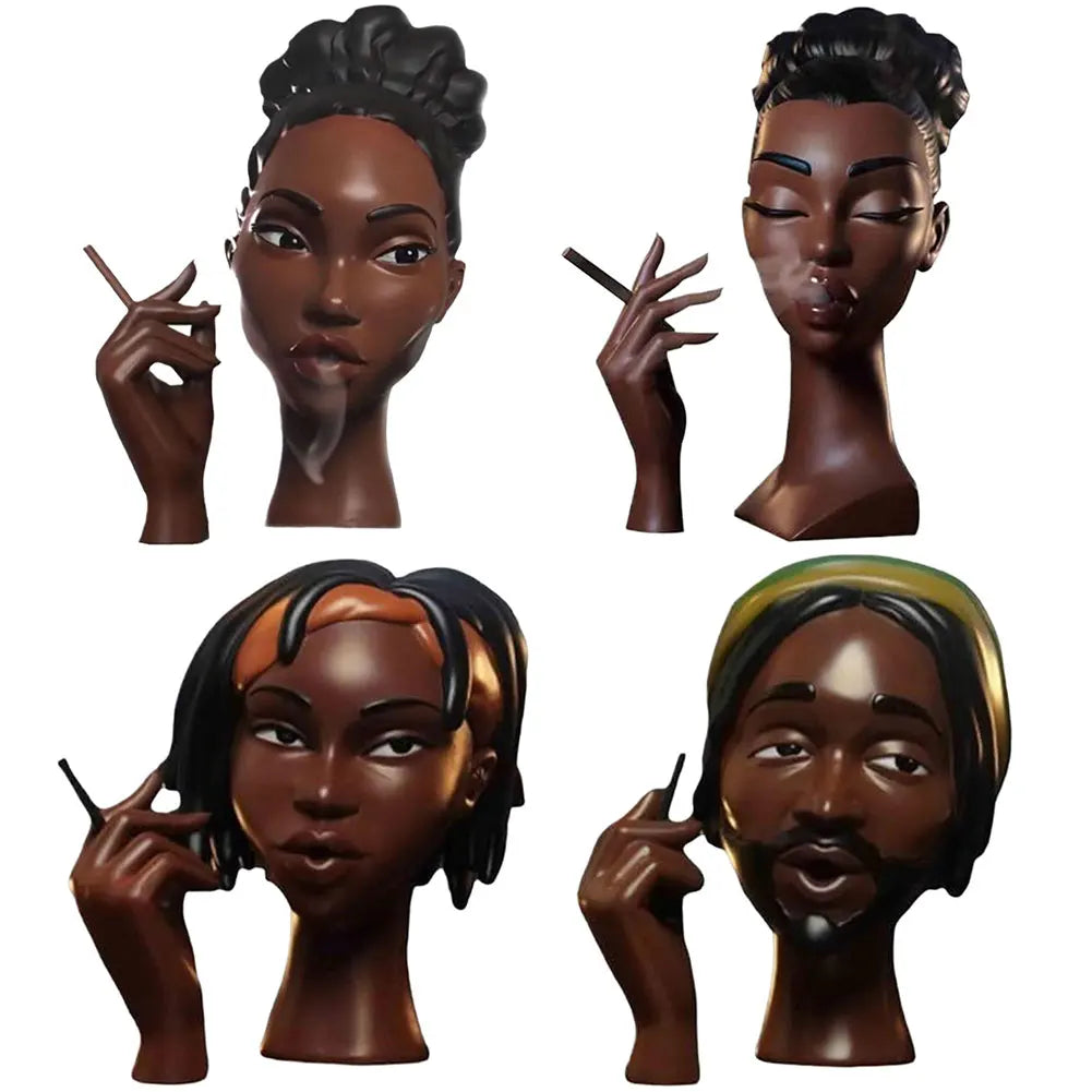 NEW Head Incense Burner Black Women Face Resin Incense Holder With 60Pcs Incense Cones for Bedroom Office Home