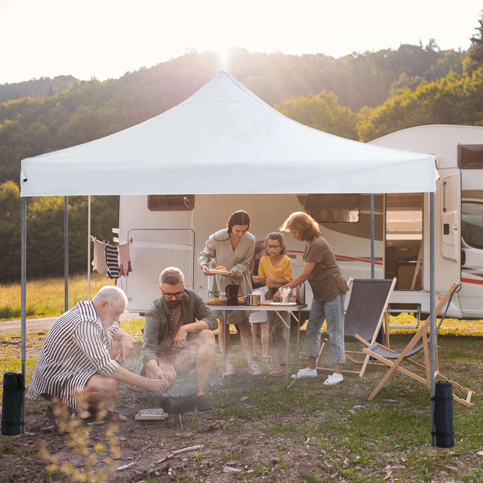 10x10ft Pop Up Canopy Tent with Adjustable Height & Shade Cover