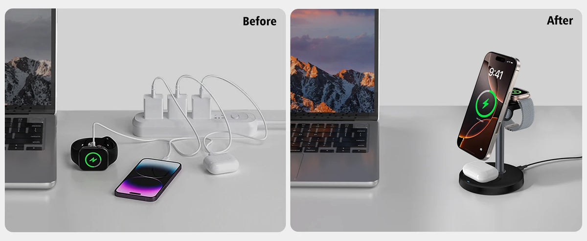 Three-in-One Magnetic Wireless Charging Stand