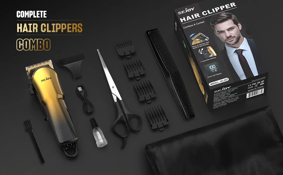 Hair Clippers for Men – Cordless Professional Grooming Kit