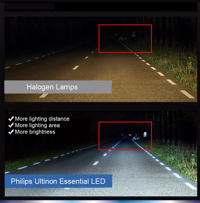 Philips LED H4 H7 HB3 HB4 H8 H11 H16 Ultinon Essential Auto svetlá 6000K Jasný biely HIR2 9012 9005 9006 LED Upgrade žiarovky