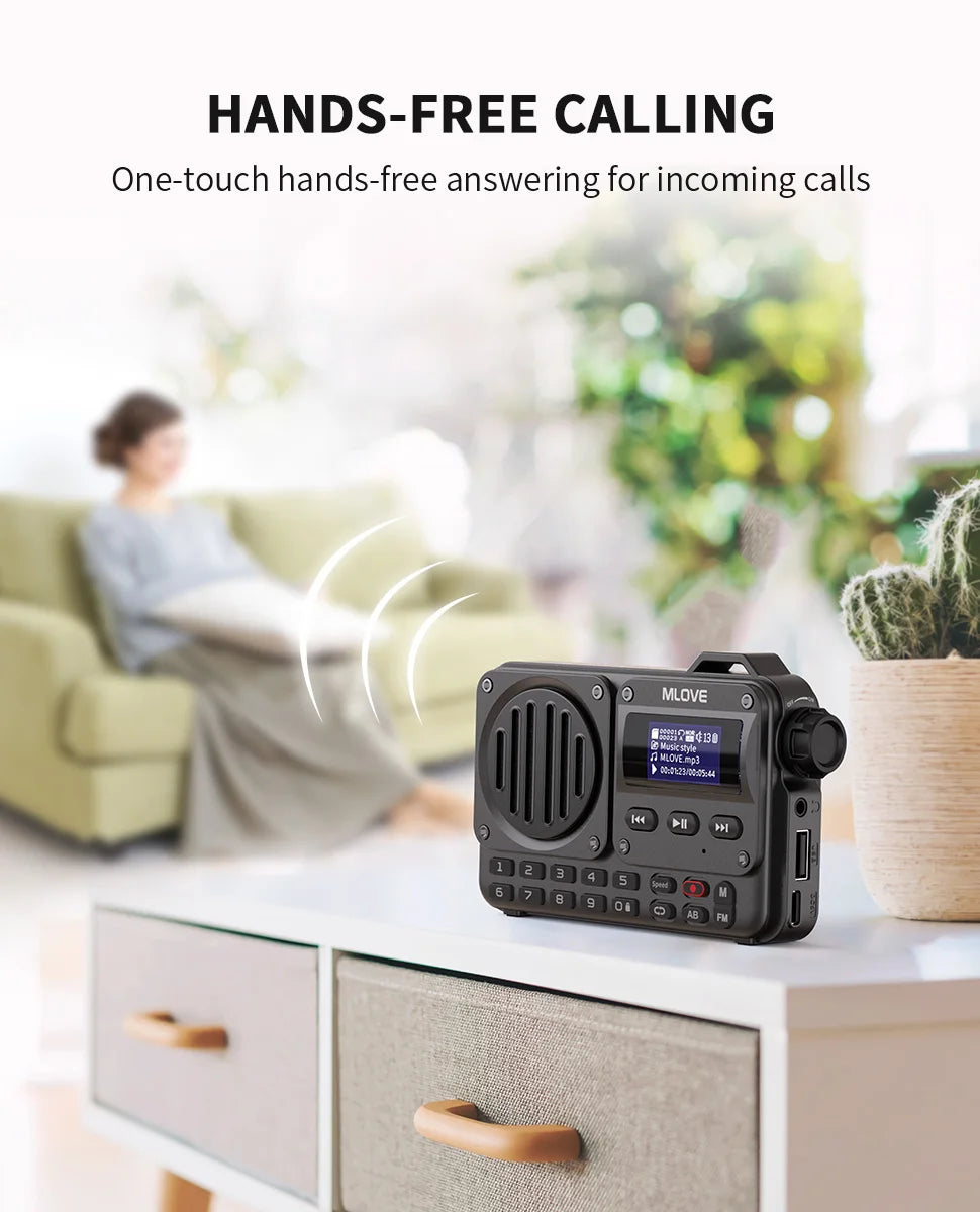 MLOVE BV800 Super-Portable Bluetooth Speaker with FM Radio,LCD Screen Display, Antenna, AUX Input, USB Disk, TF Card, MP3 Player