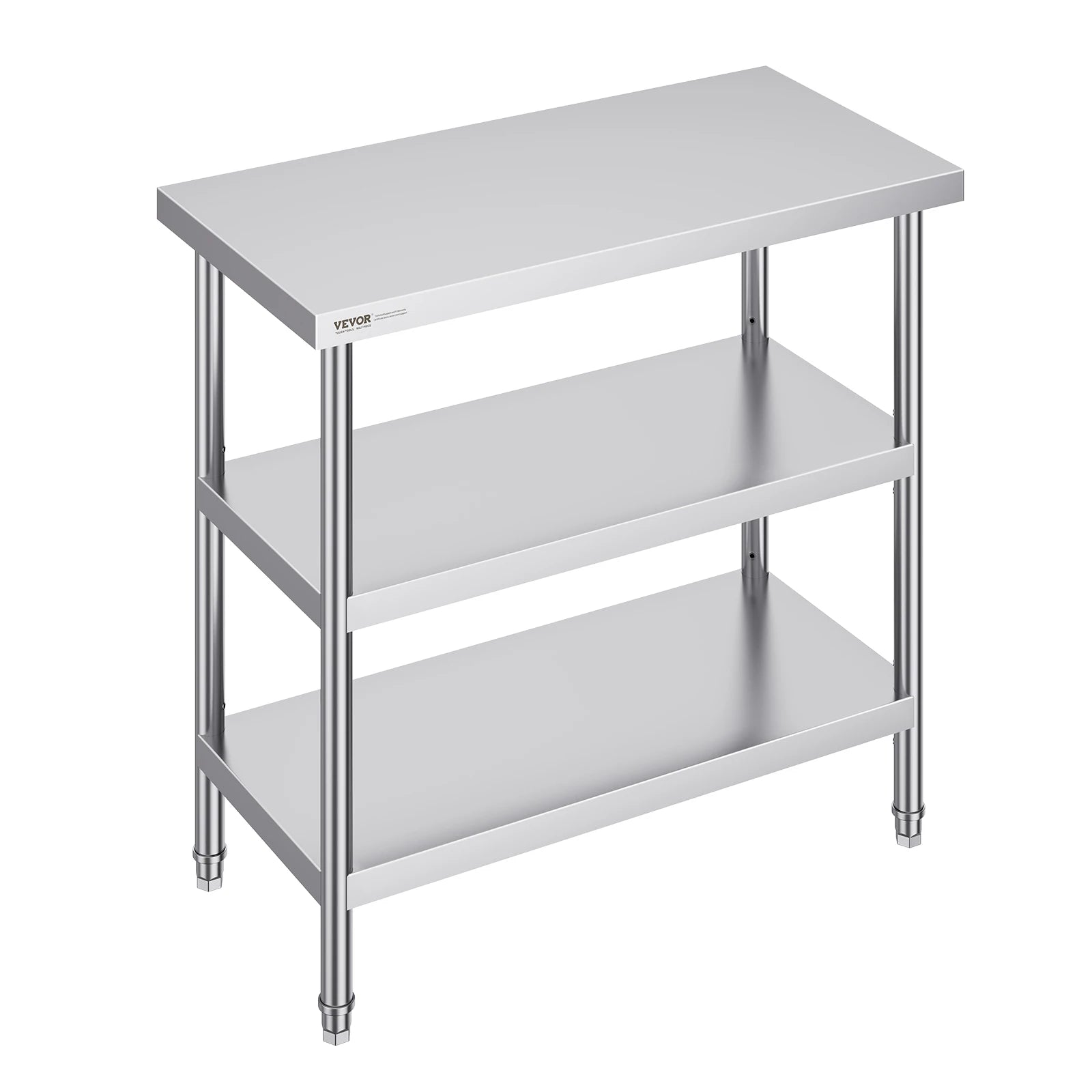 Stainless Steel Food Prep Table with Adjustable Shelves for Kitchen