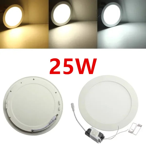 Recessed LED Ceiling Panel Light, 3–25W, White Light Options