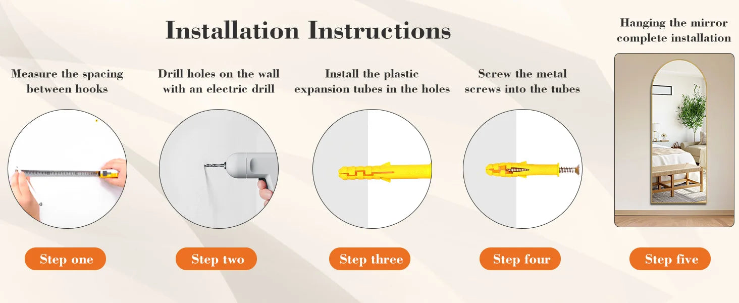 JHK Full Body Wall Mirror with Aluminum Alloy Frame