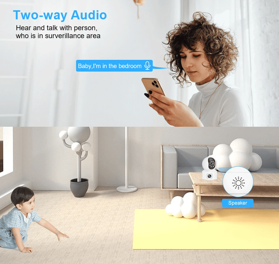 Caméra de sécurité WiFi à double objectif 6MP avec suivi automatique et audio