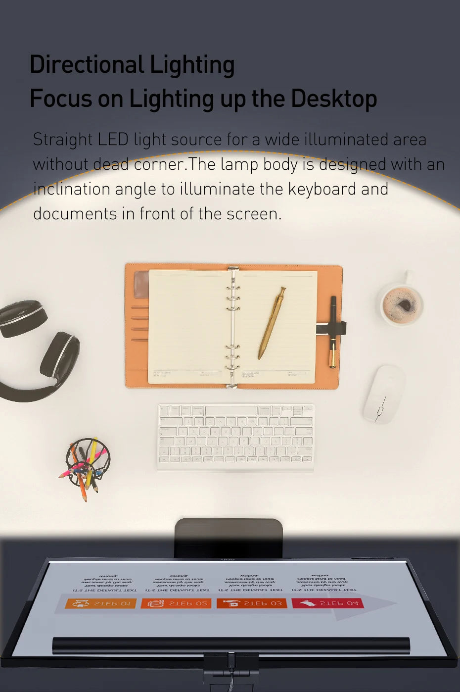 LED svetelný panel na monitor s nastaviteľnou farbou a dotykovým stmievacím ovládaním