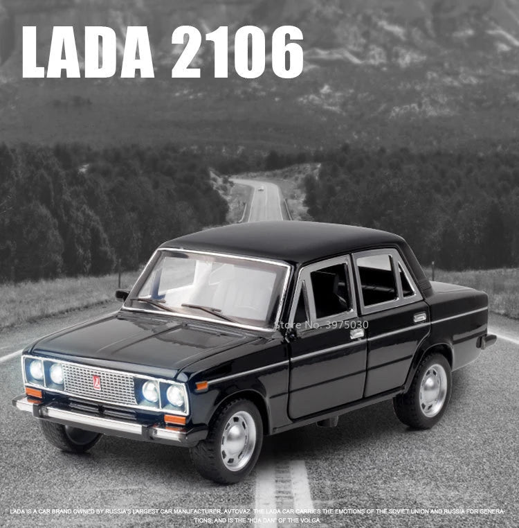 1/24 LADA 2106 Alloy Scale Car Model Diecast Vehicles Car Toys with Sound and Light Toys Collection for Boys Birthday Gift Kids