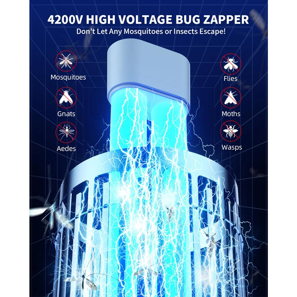 Électrocuteur d'insectes extérieur avec double lumière LED Piège à moustiques 4200V