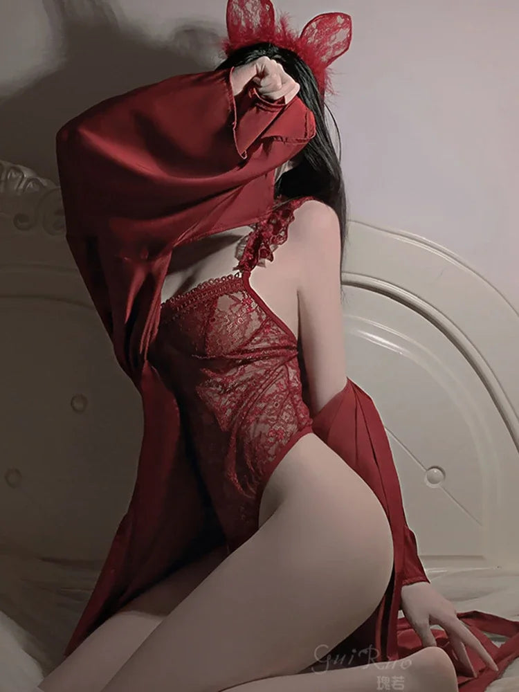 Women Sexy Lingerie Lace Babydoll Chemise Exposed Dress Erotic Underwear Open Bra Erptic Sex Costumes Bodysuit Exotic Outfit