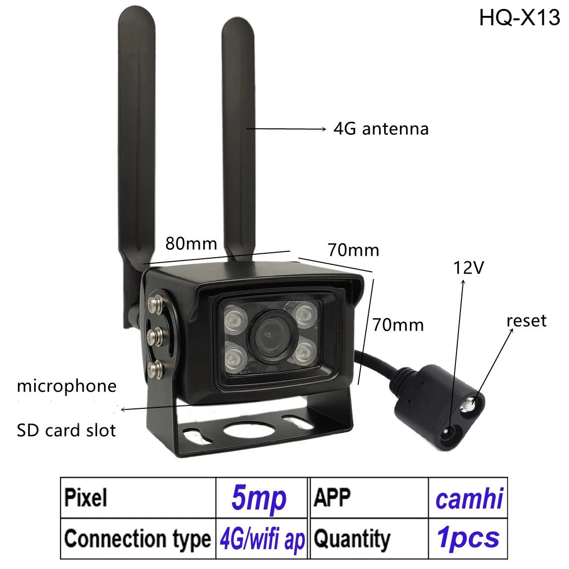 Caméra de sécurité extérieure étanche 4G avec carte SIM
