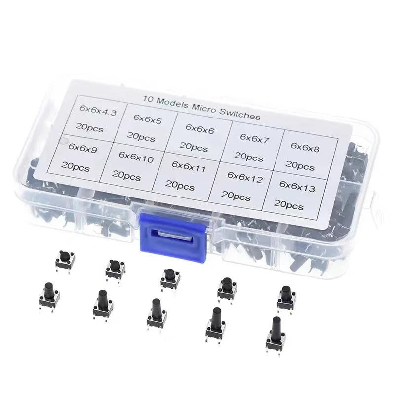Paneelmicro-schakelaars van 6 × 6 mm, verpakking van 100 of 200 stuks