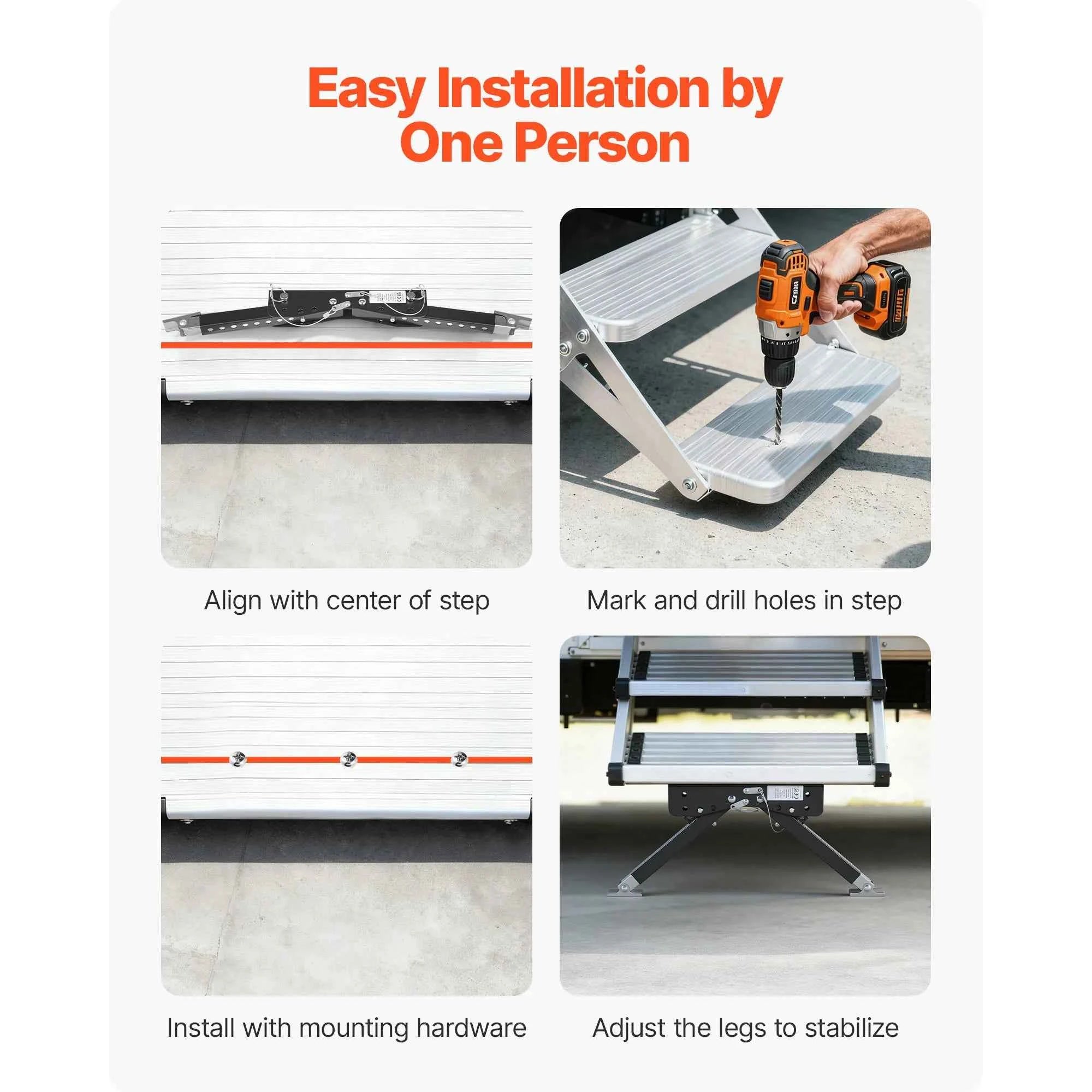 VEVOR RV Step Stabilizer Height Adjustable Camper Stair Stabilizers for 5th Wheels Travel Trailer Adjustable from 3in to 15in