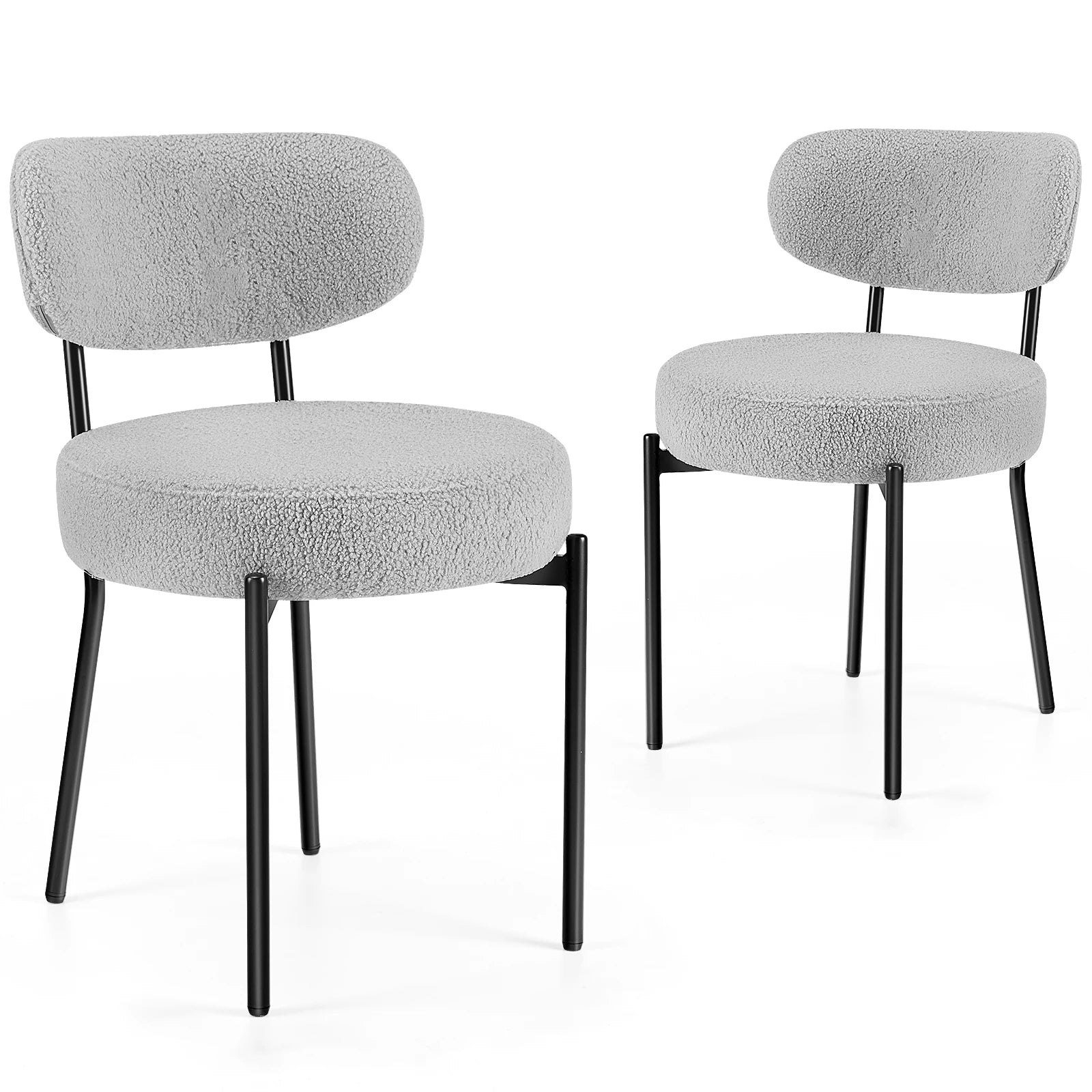 Ergonomic Round Dining Chairs Set of 2 with Cushioned Seat