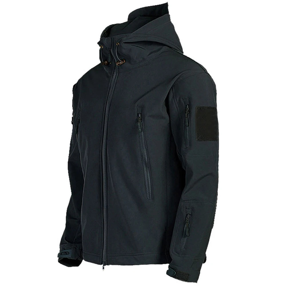 Men’s Tactical Waterproof Soft Shell Jacket with Hood – Windproof