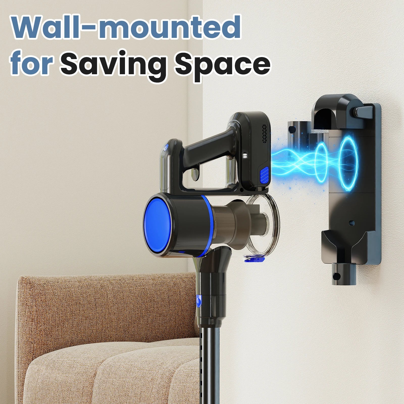 Cordless Stick Vacuum with LED Brush, Wall Mount & 3 Head Tools